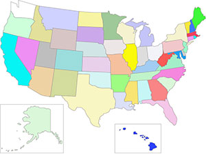 Interactive Map of USA for learning the names of states